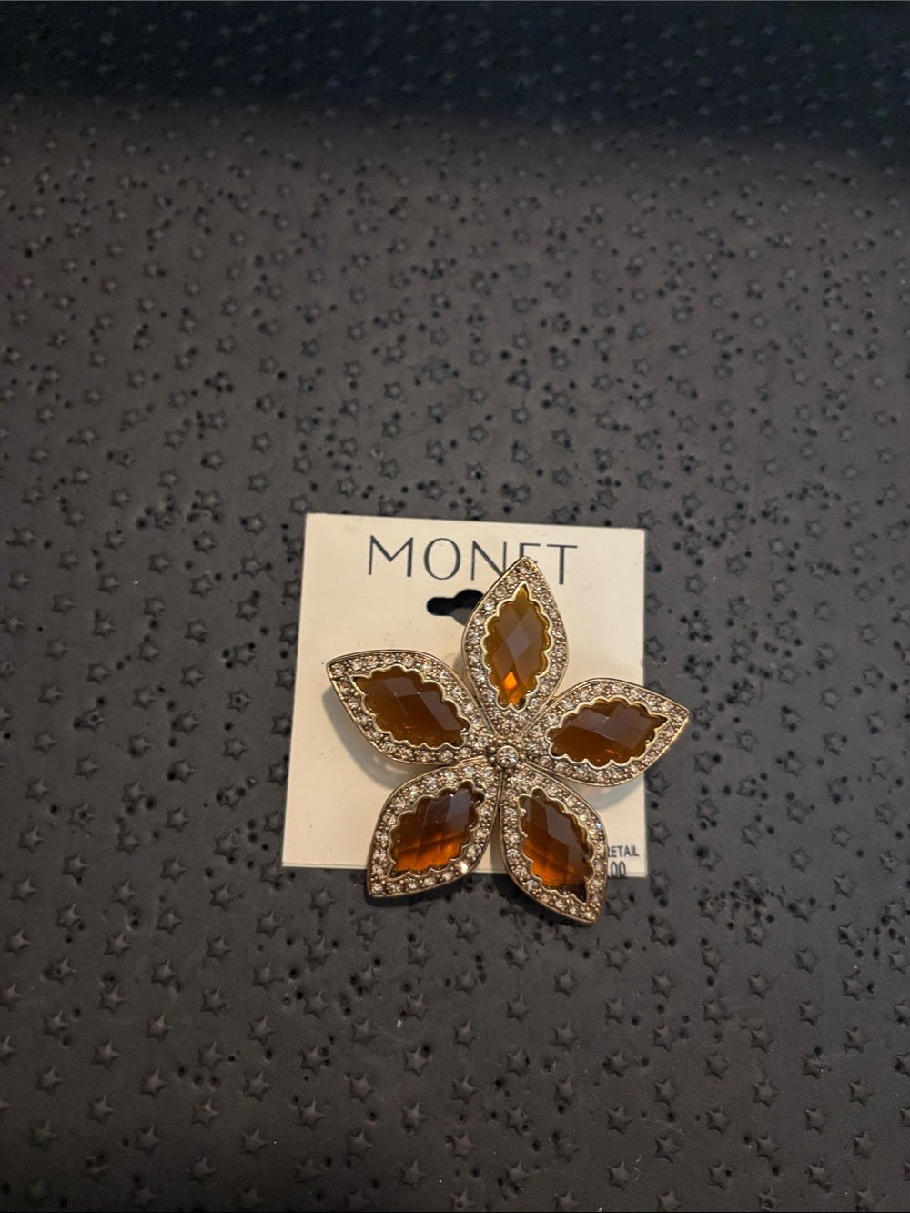 Monet Amber Crystal Floral Hair Pin